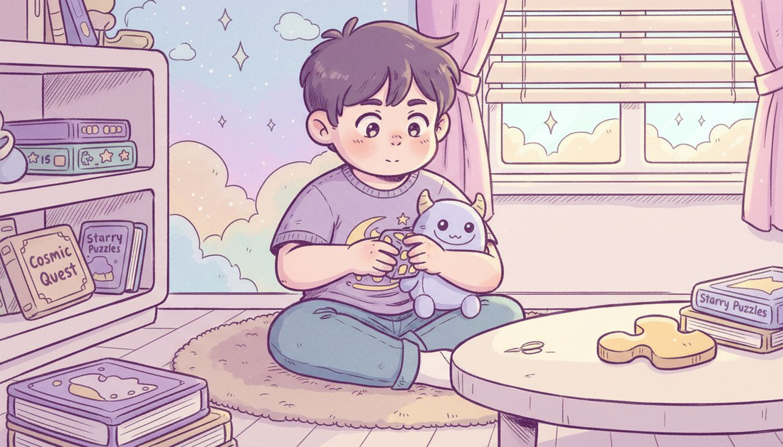 Child using interactive toys in living room