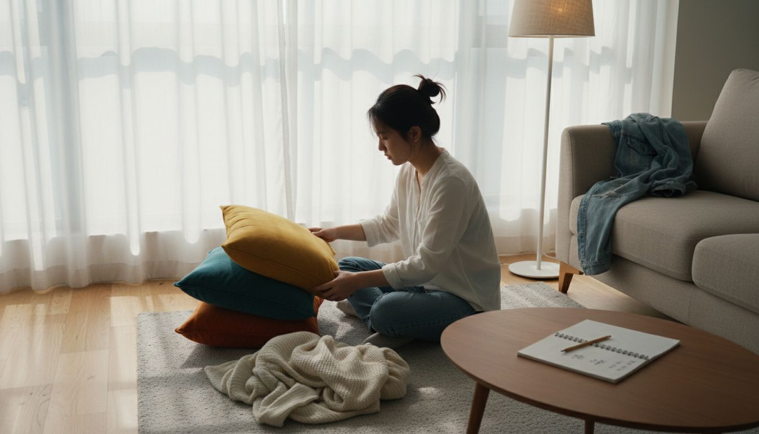 有人正在整理一个适合注意力缺陷障碍者的舒适空间，让环境变得更有条理，也更利于放松和专注。