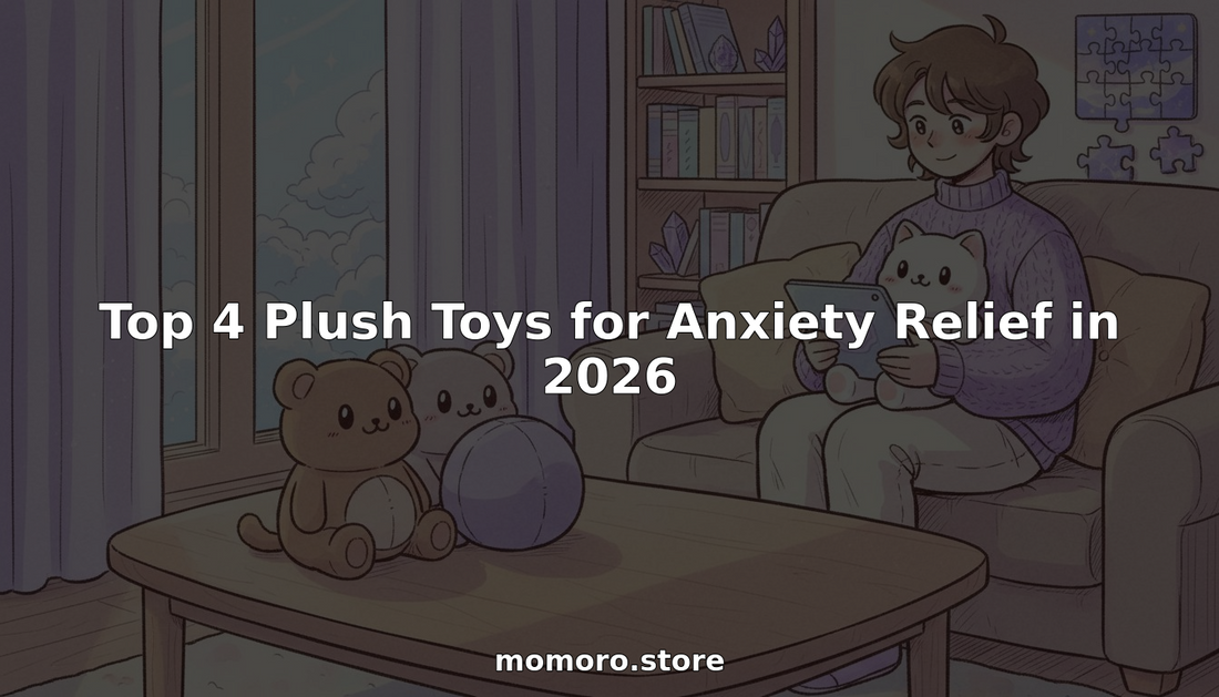 Plush toys displayed for anxiety relief