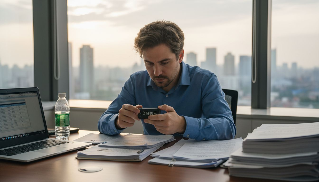 男员工借助电子小礼品提升工作专注度