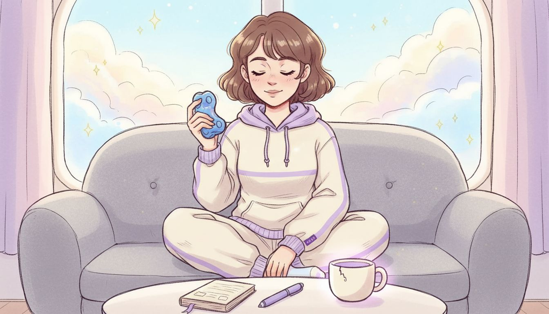 Adult practising self-soothing on couch