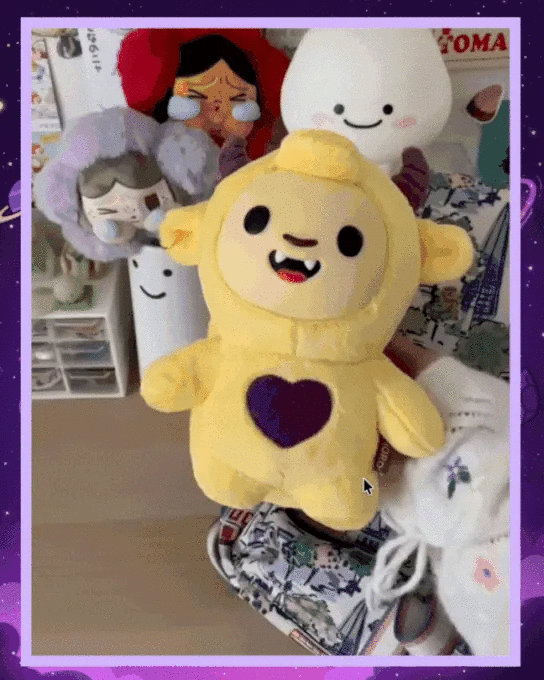Yellow S1 Space Cuties KUTI plush with heart