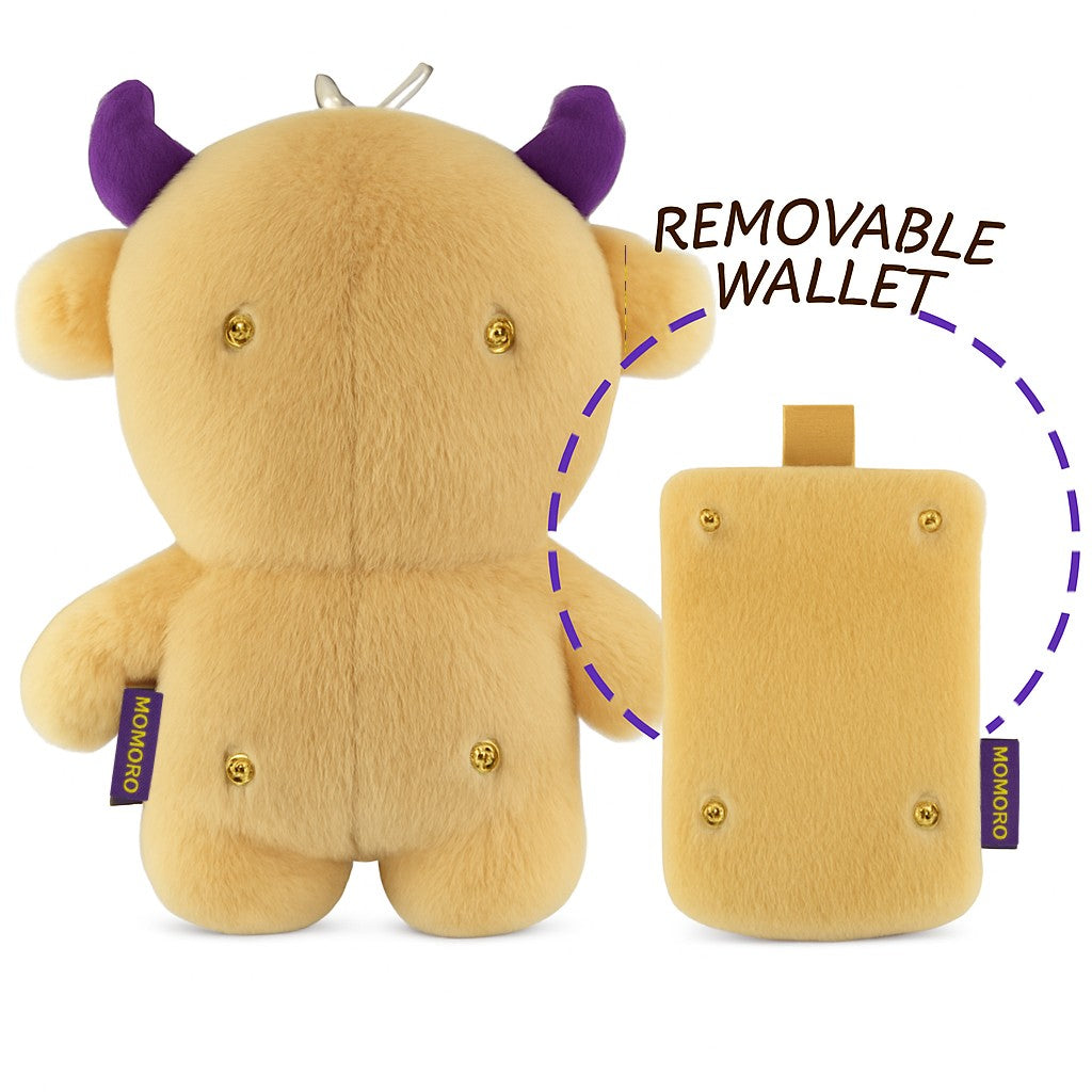 Yellow KUTI plush toy with removable wallet